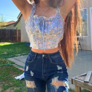 Floral Ruffle Crop Top